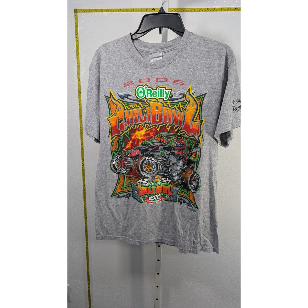 Vintage 2006 O'Reilly Chili Bowl Nationals Racing T-Shirt Mens Medium Gray 20th